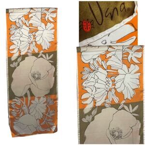 Vintage Vera Neumann Vibrant Orange Floral Long Scarf